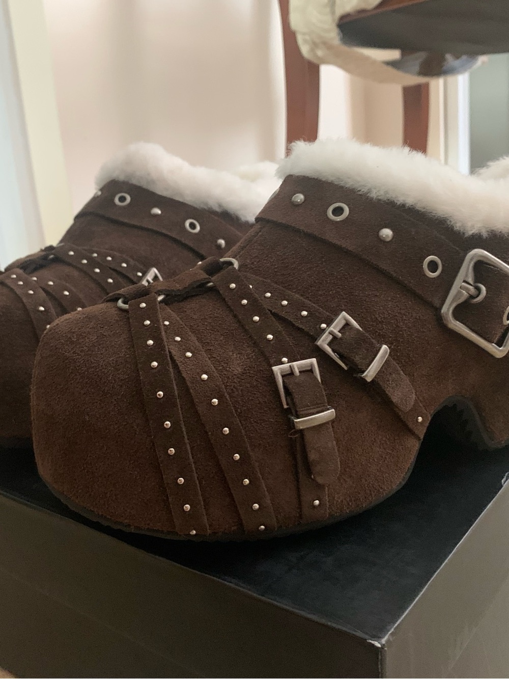 Brown Suede Clogs